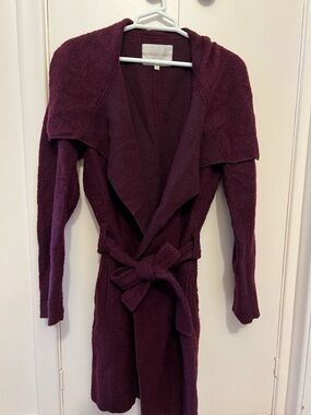 Made in Italy Wool Open-Front Belted Coat